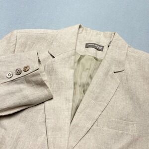 Valerie Stevens Blazer Pure Linen Beige Oatmeal Two Button‎ Suit Jacket coat